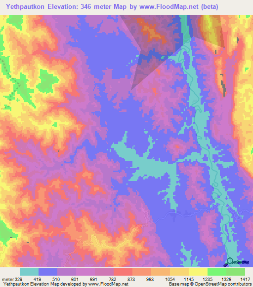Yethpautkon,Myanmar Elevation Map