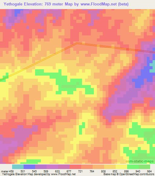 Yethogale,Myanmar Elevation Map