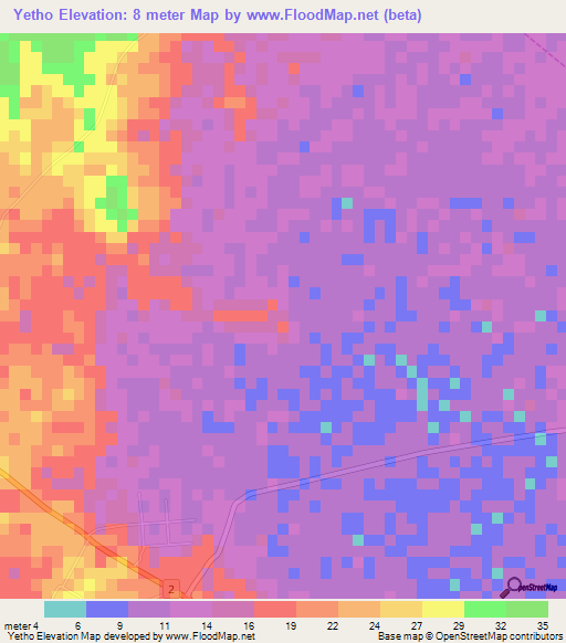 Yetho,Myanmar Elevation Map