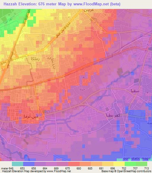 Hazzah,Syria Elevation Map
