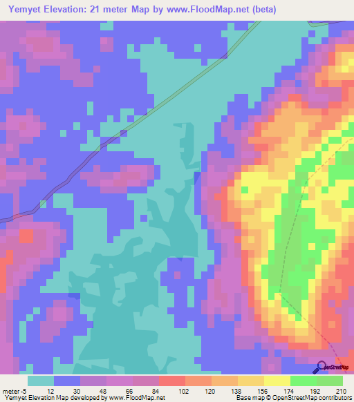 Yemyet,Myanmar Elevation Map