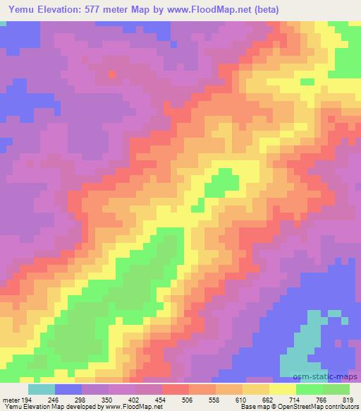 Yemu,Myanmar Elevation Map