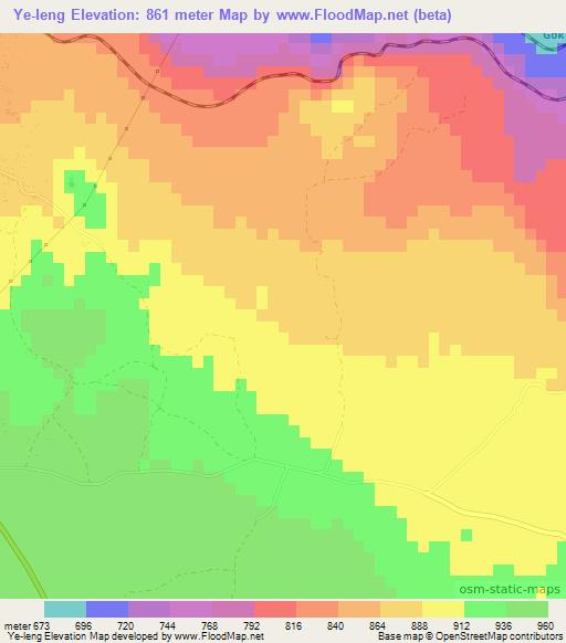 Ye-leng,Myanmar Elevation Map