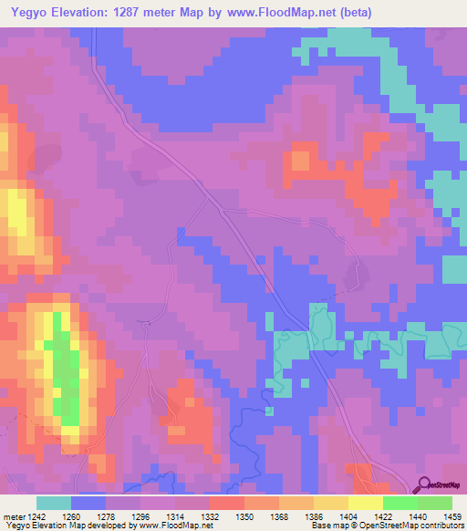 Yegyo,Myanmar Elevation Map