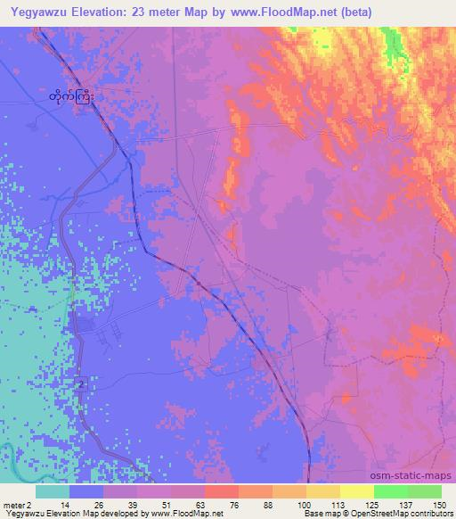 Yegyawzu,Myanmar Elevation Map