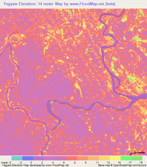 Yegyaw,Myanmar Elevation Map