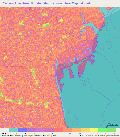 Yegyaw,Myanmar Elevation Map