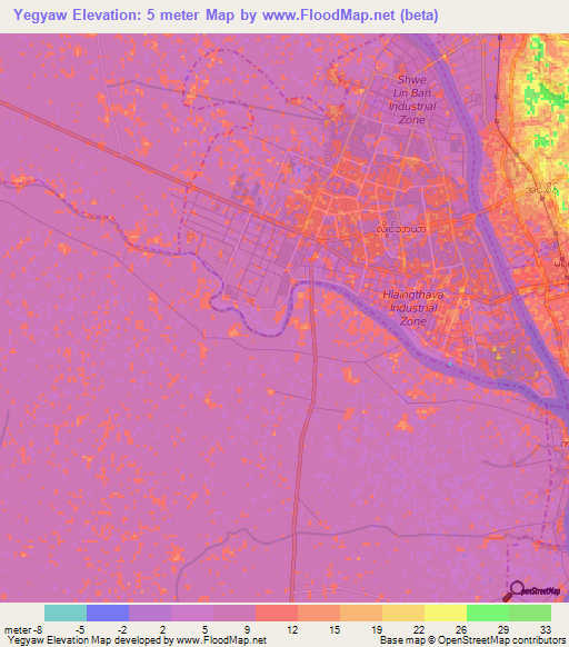 Yegyaw,Myanmar Elevation Map