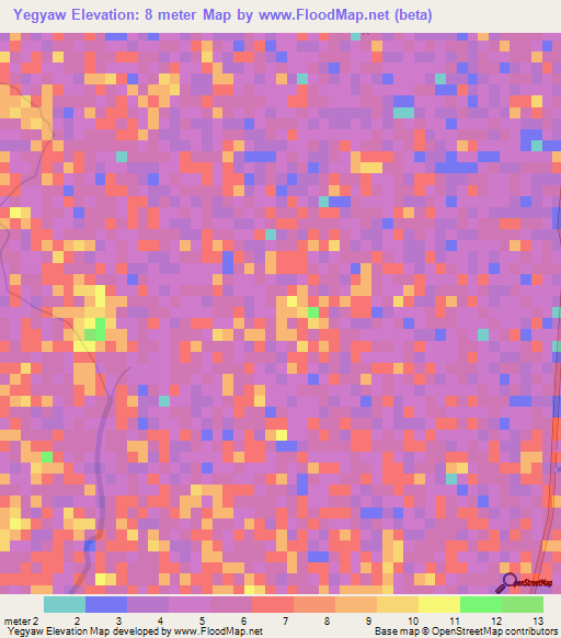 Yegyaw,Myanmar Elevation Map