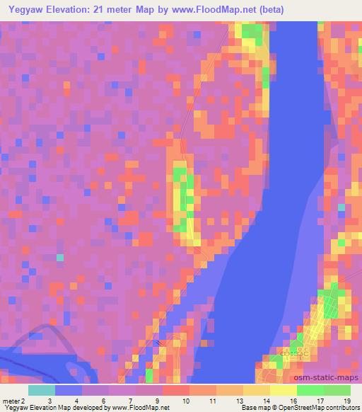 Yegyaw,Myanmar Elevation Map