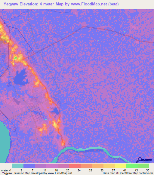Yegyaw,Myanmar Elevation Map
