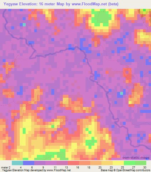 Yegyaw,Myanmar Elevation Map