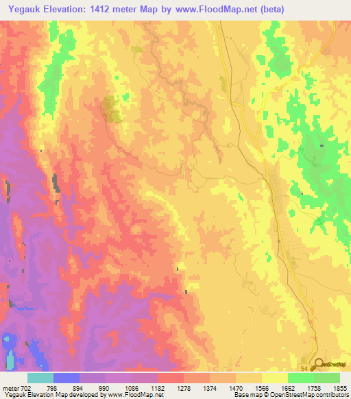 Yegauk,Myanmar Elevation Map