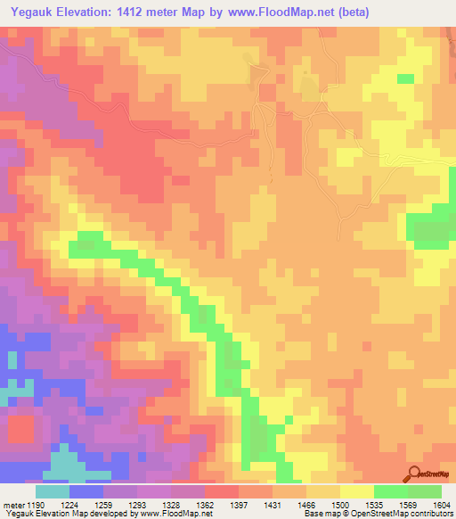 Yegauk,Myanmar Elevation Map