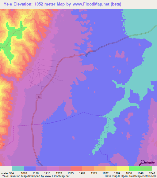 Ye-e,Myanmar Elevation Map