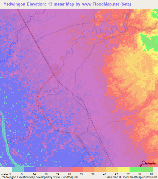 Yedwingon,Myanmar Elevation Map