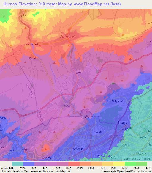 Hurnah,Syria Elevation Map