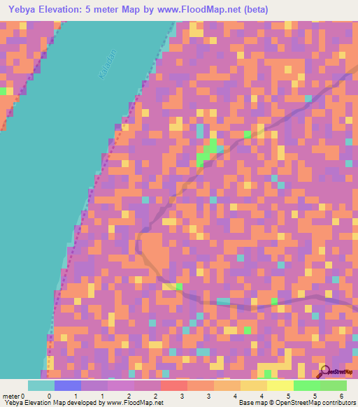 Yebya,Myanmar Elevation Map