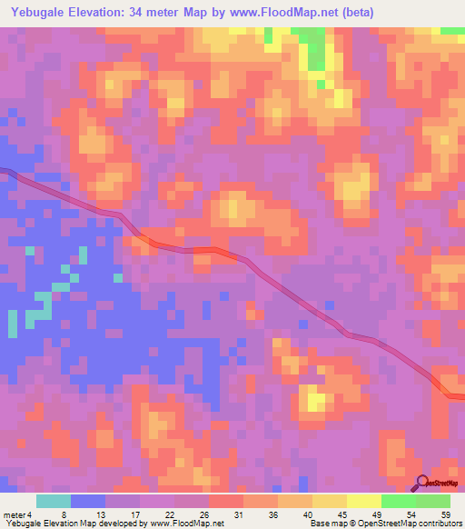 Yebugale,Myanmar Elevation Map