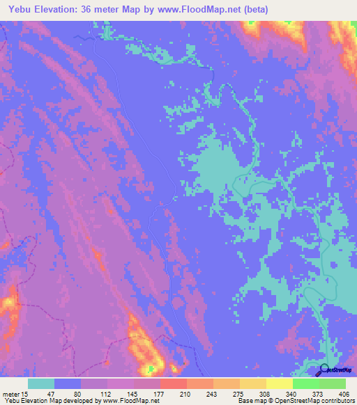 Yebu,Myanmar Elevation Map