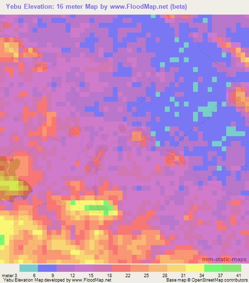 Yebu,Myanmar Elevation Map