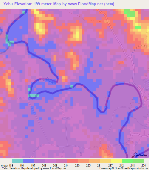 Yebu,Myanmar Elevation Map