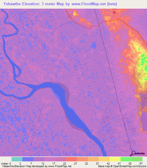 Yebawthe,Myanmar Elevation Map