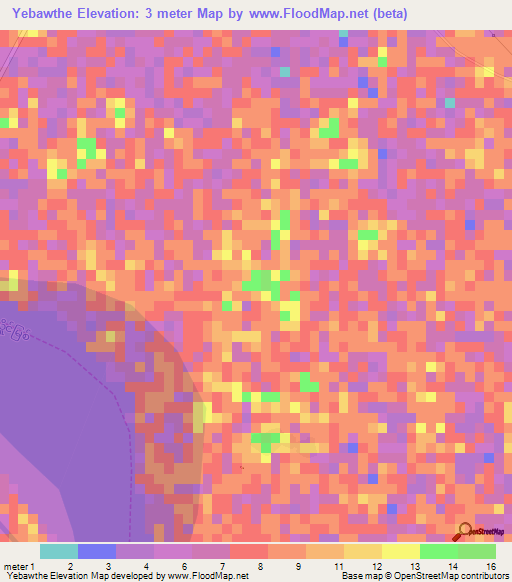 Yebawthe,Myanmar Elevation Map