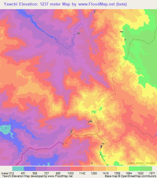 Yawchi,Myanmar Elevation Map