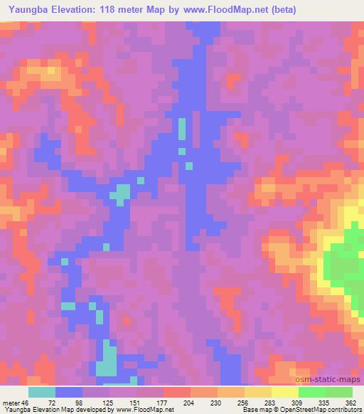 Yaungba,Myanmar Elevation Map