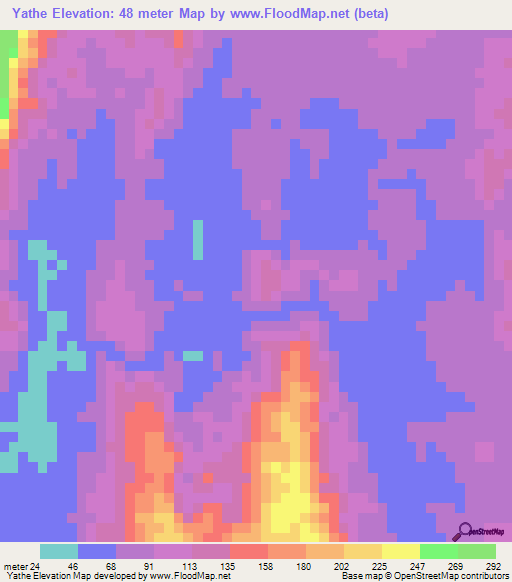 Yathe,Myanmar Elevation Map