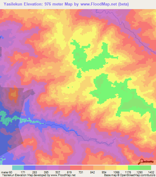 Yasilekun,Myanmar Elevation Map