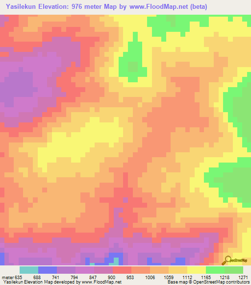 Yasilekun,Myanmar Elevation Map
