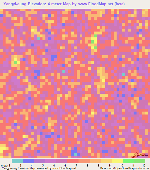 Yangyi-aung,Myanmar Elevation Map