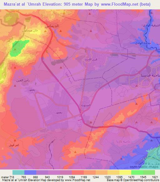 Mazra`at al `Umrah,Syria Elevation Map