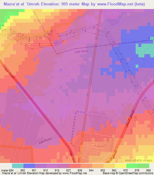 Mazra`at al `Umrah,Syria Elevation Map