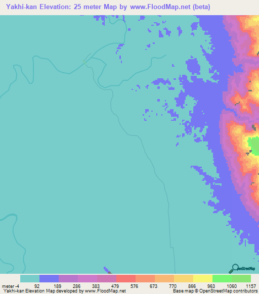Yakhi-kan,Myanmar Elevation Map