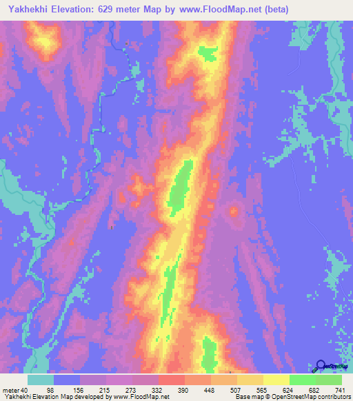 Yakhekhi,Myanmar Elevation Map