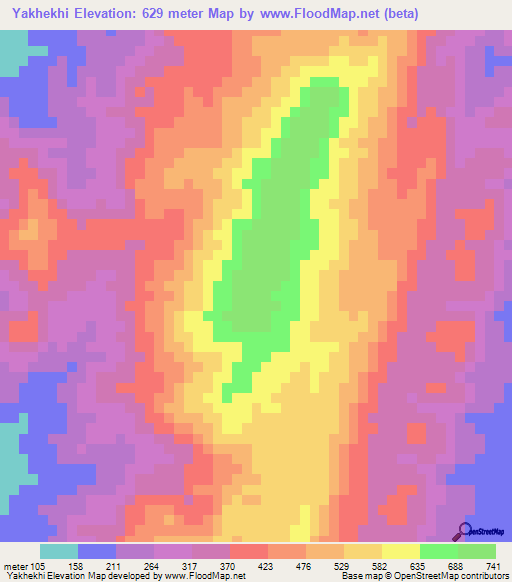 Yakhekhi,Myanmar Elevation Map