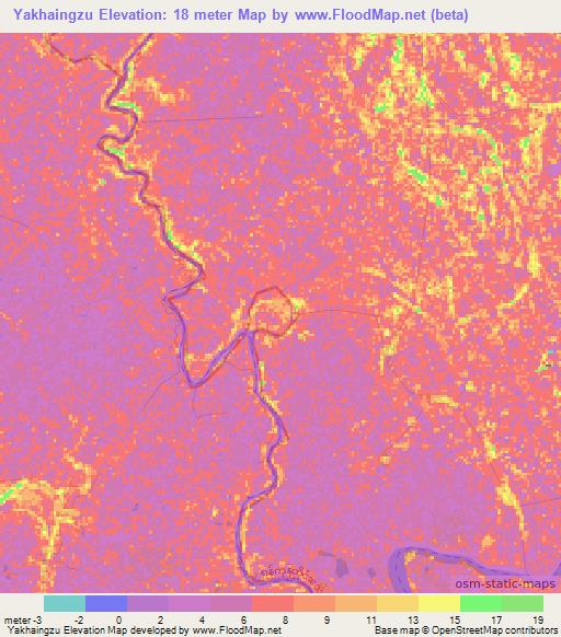 Yakhaingzu,Myanmar Elevation Map