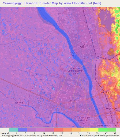 Yakaingyogyi,Myanmar Elevation Map