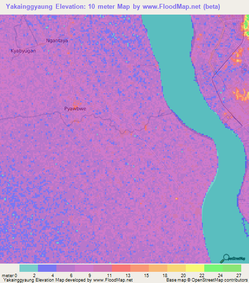 Yakainggyaung,Myanmar Elevation Map