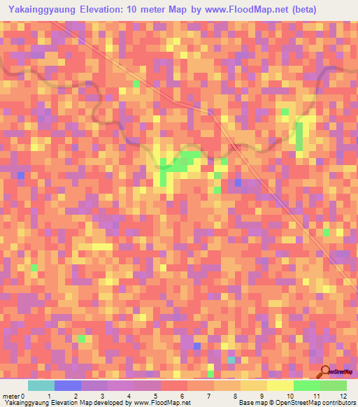 Yakainggyaung,Myanmar Elevation Map
