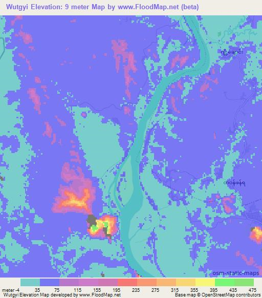 Wutgyi,Myanmar Elevation Map