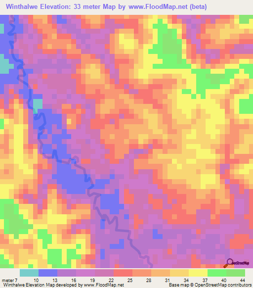 Winthalwe,Myanmar Elevation Map
