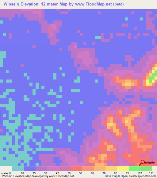 Winsein,Myanmar Elevation Map