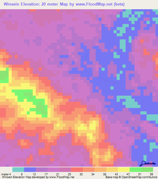 Winsein,Myanmar Elevation Map