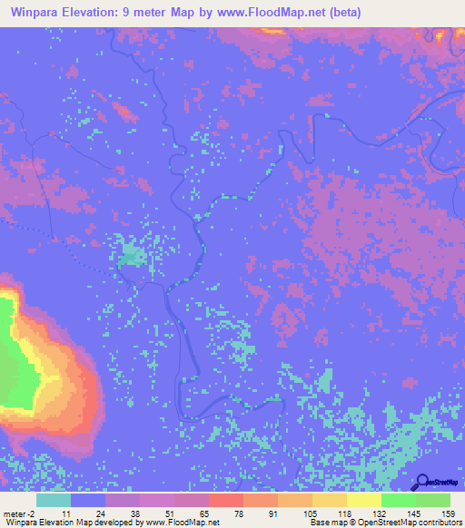 Winpara,Myanmar Elevation Map