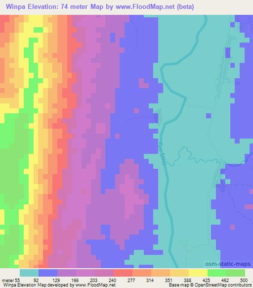 Winpa,Myanmar Elevation Map