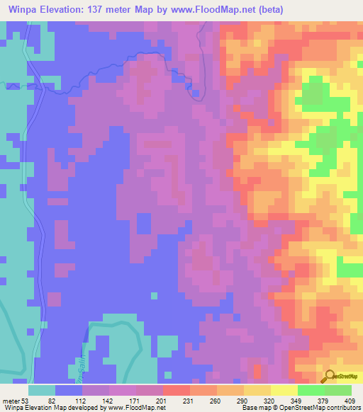 Winpa,Myanmar Elevation Map